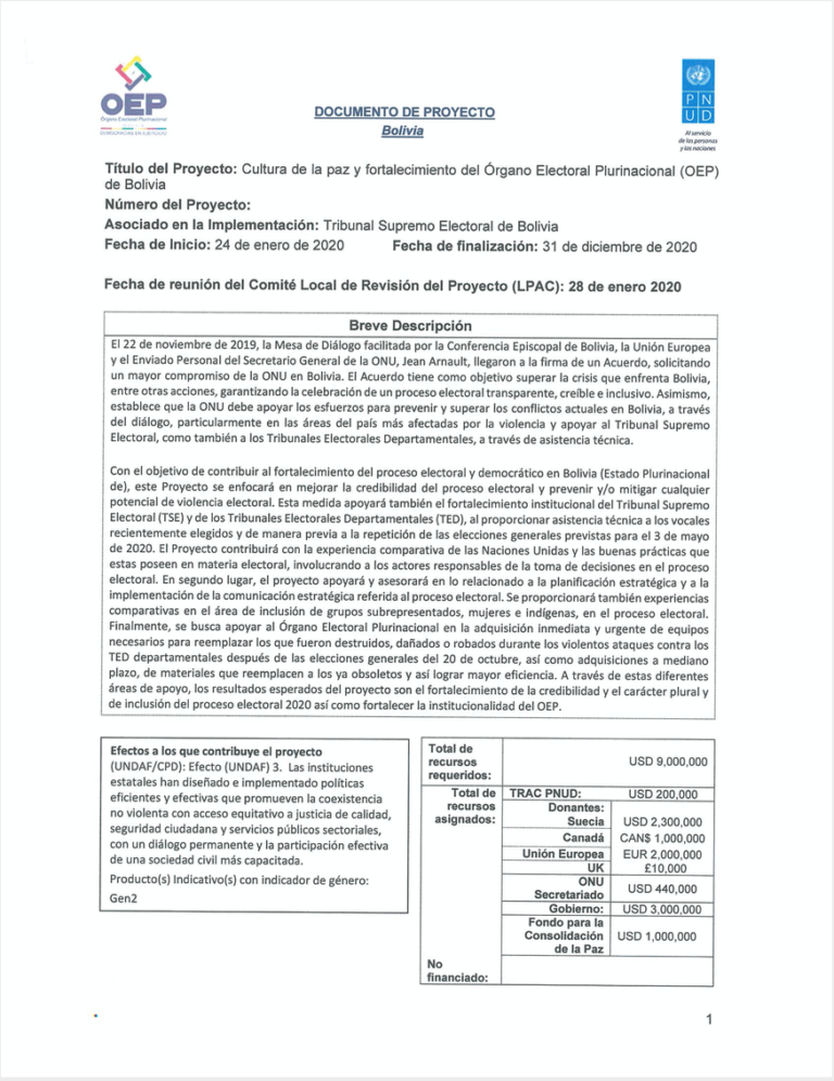 PNUD Bolivia Prodoc firmado